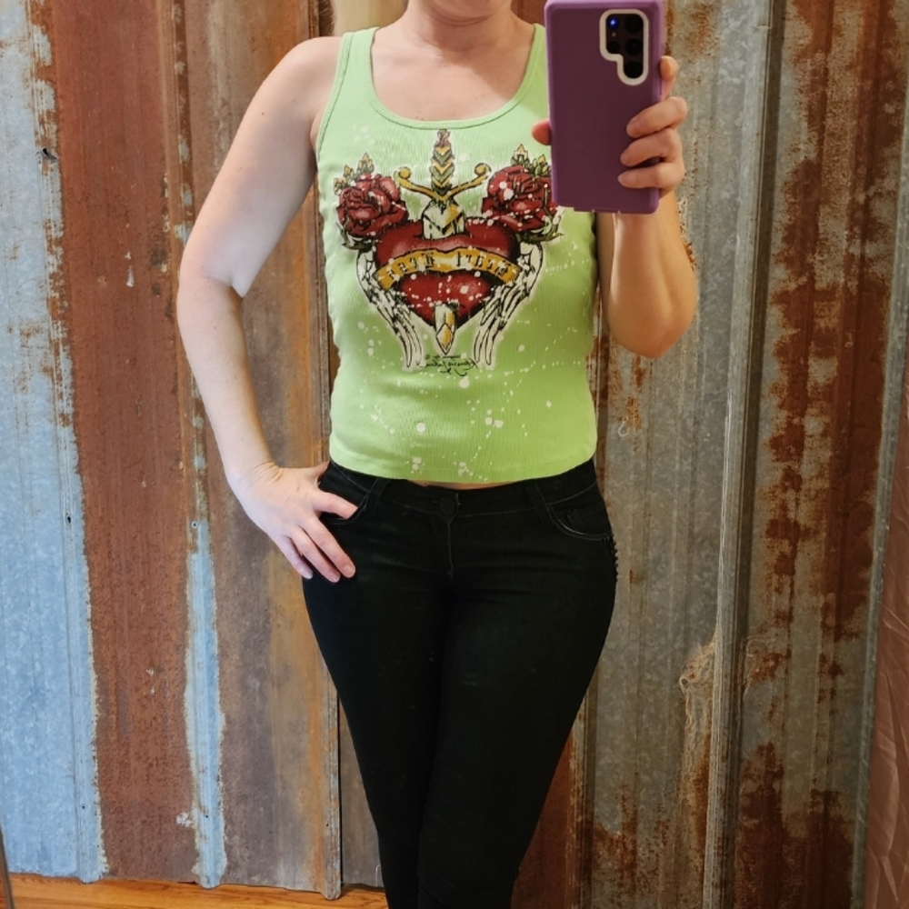 VINTAGE Vocal Heart Less Dagger Heart Muscle Shirt